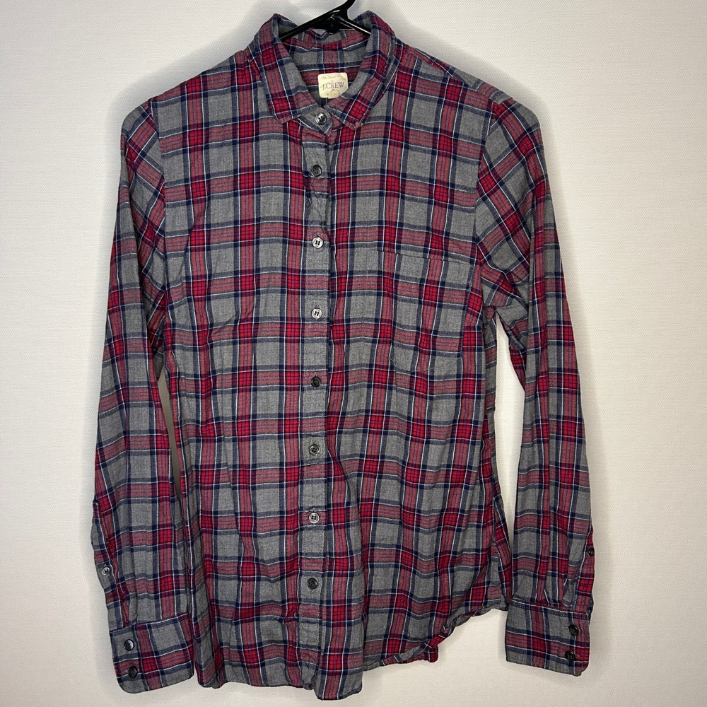 J.Crew Plaid Button Down Shirt Long Sleeve Flannel‎ 100% Cotton Women Small